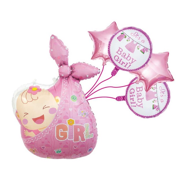 Balon zestaw 5 balonów ITS A BABY GIRL JX20013 - Dziecko w tobołku różowe